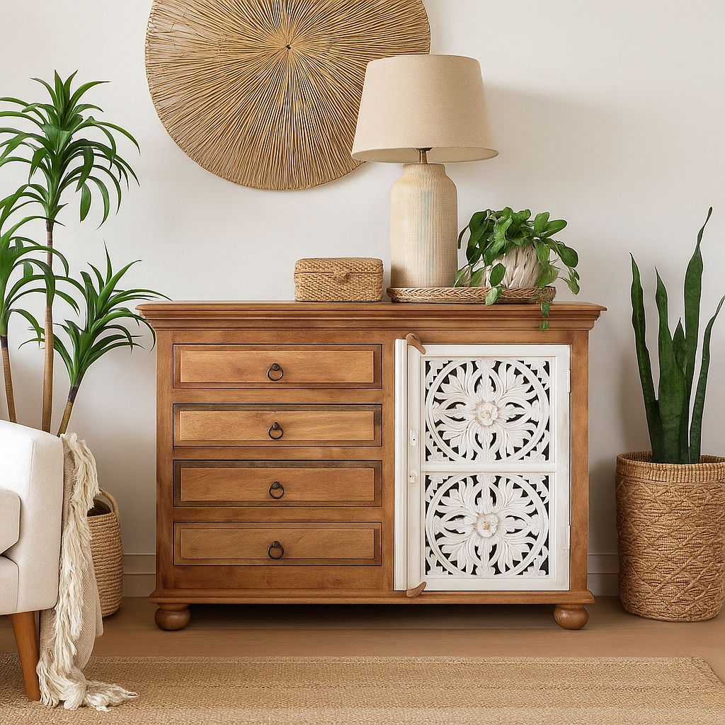 Sarah Carved Wooden Cabinet