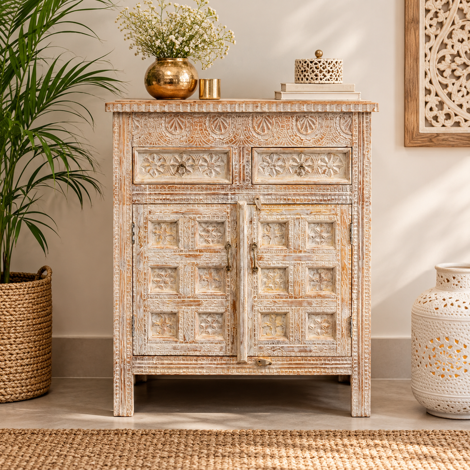 Josie Carved Wooden Cabinet