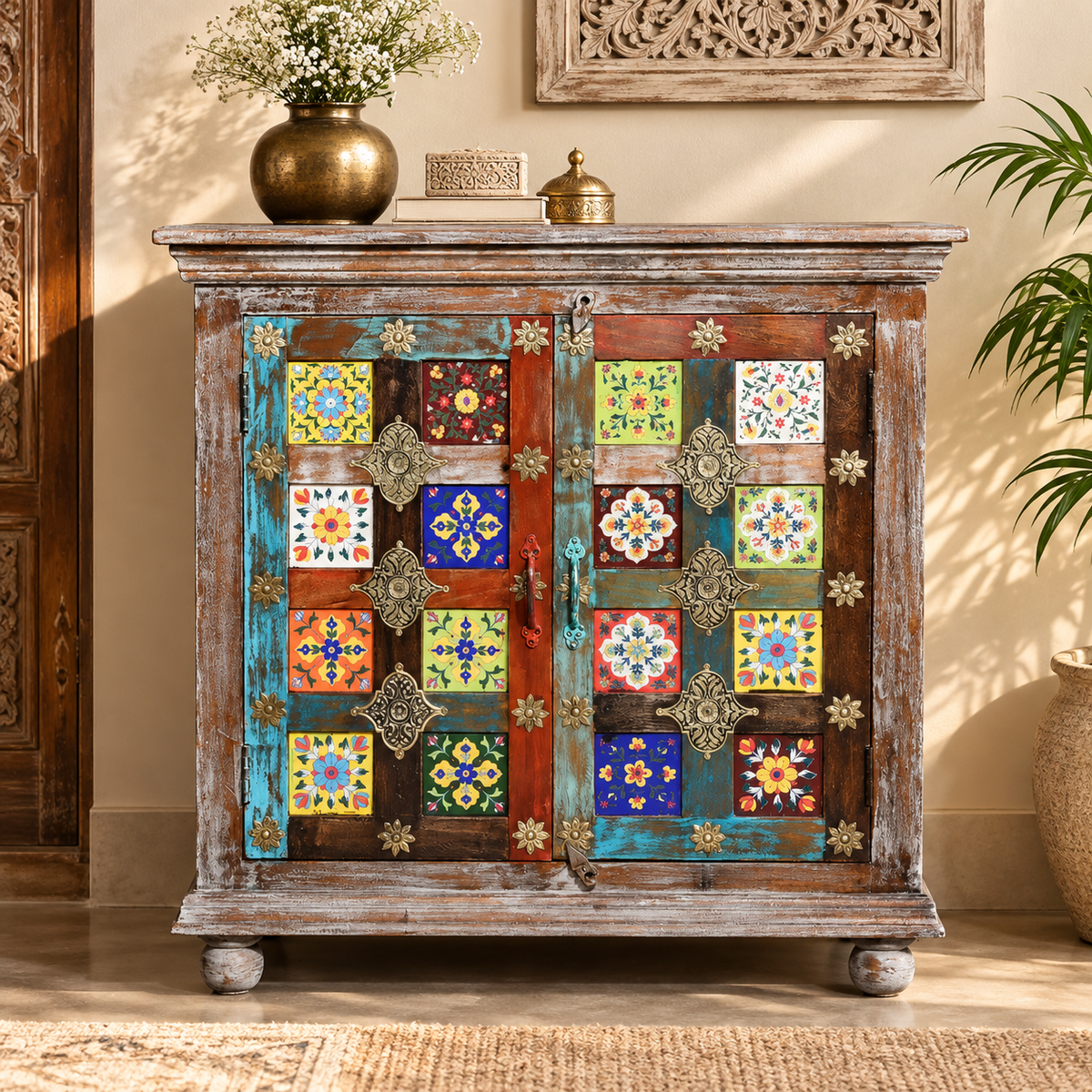 Jen Carved Tile Cabinet