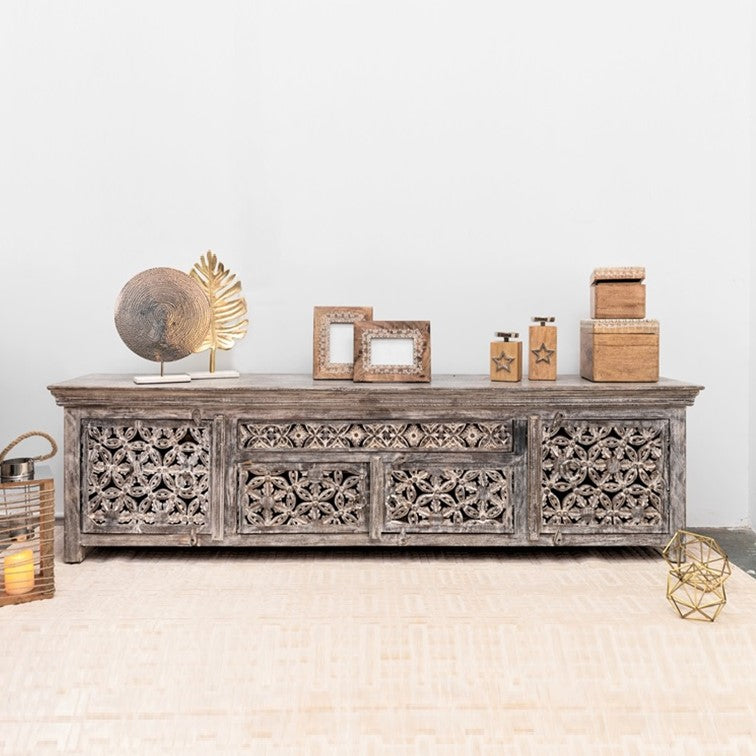 Lemis Hand Carved Wooden TV Cabinet