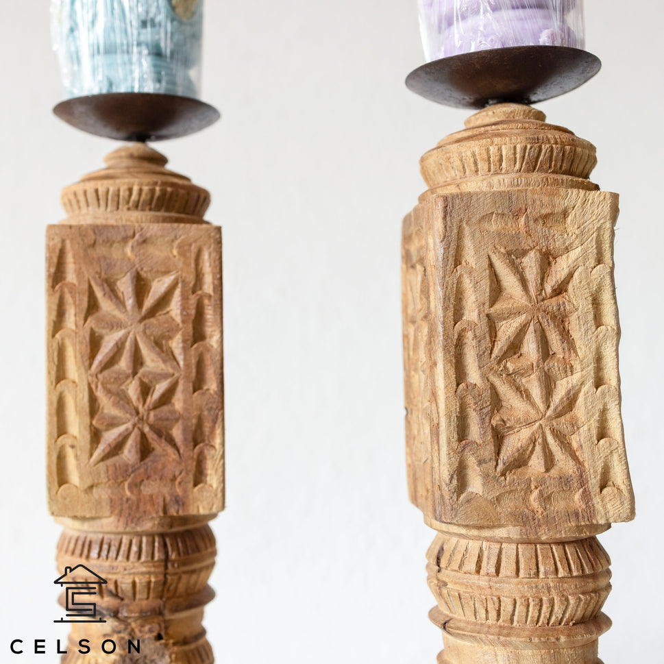 Radhika Rustic Wooden Candle Holder