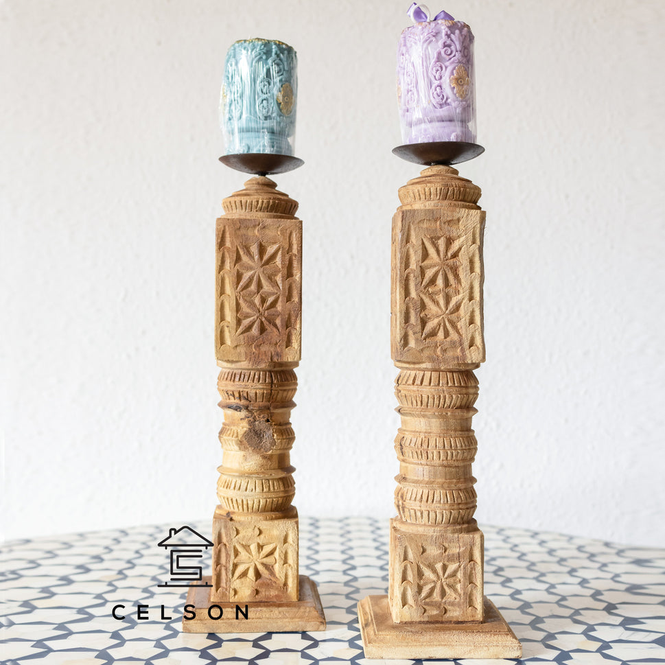 Radhika Rustic Wooden Candle Holder