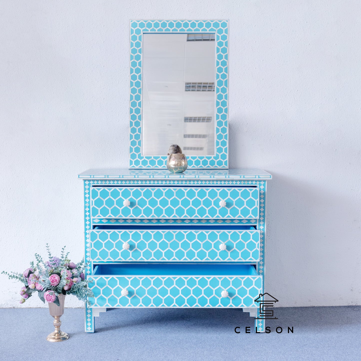 Patric Bone Inlay Chest with Mirror