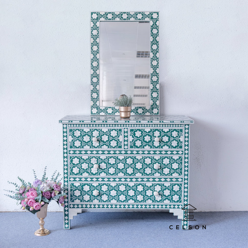Aaron Bone Inlay Chest and Mirror