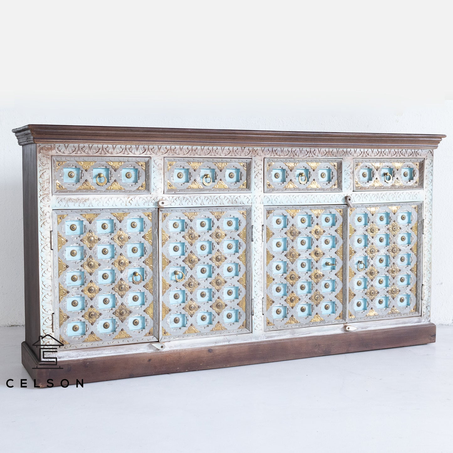 Wiki Hand Carved Wooden Sideboard