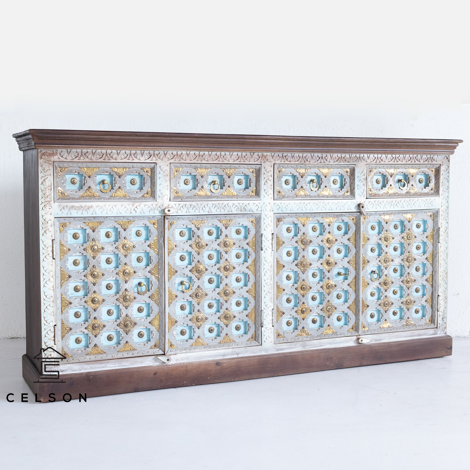 Wiki Hand Carved Wooden Sideboard