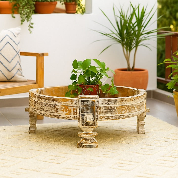 Chaki Table Set Cabell Carved Chakki Table – Celson Lifestyle Interiors PTY LTD