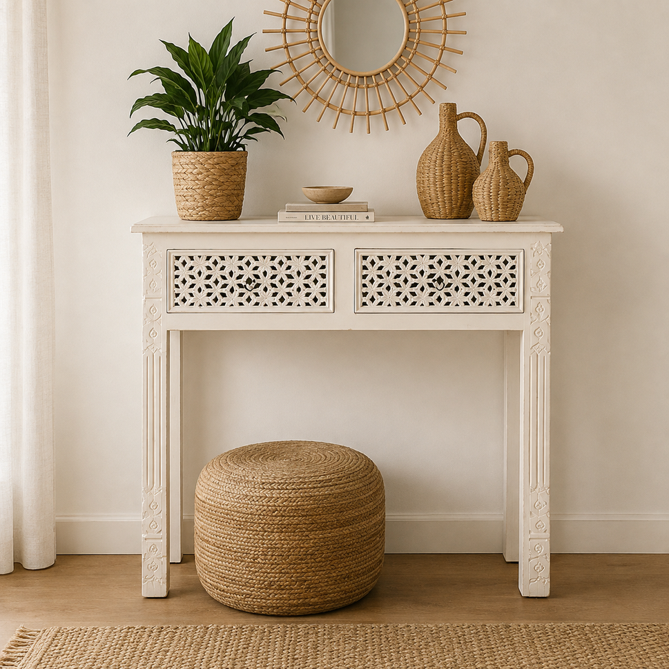 Rama Wooden Brass inlaid Console Table