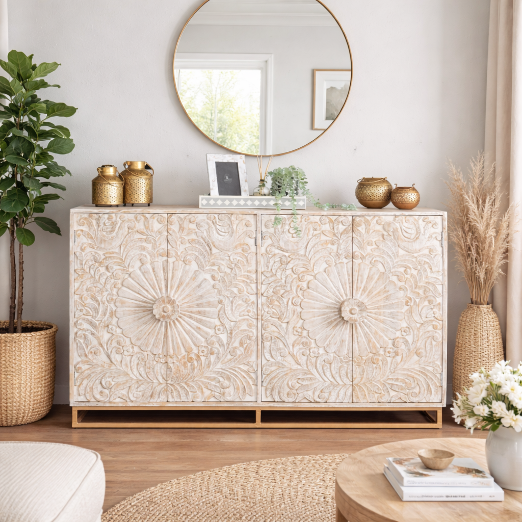 Ciara Carved Wooden SideBoard