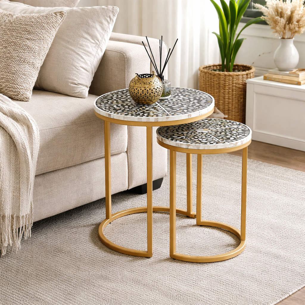 Kelvin Mother of Pearl Inlay Nesting Table Set