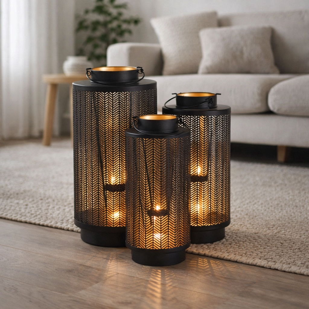 Suhani Black Finish Lantern Set of 3