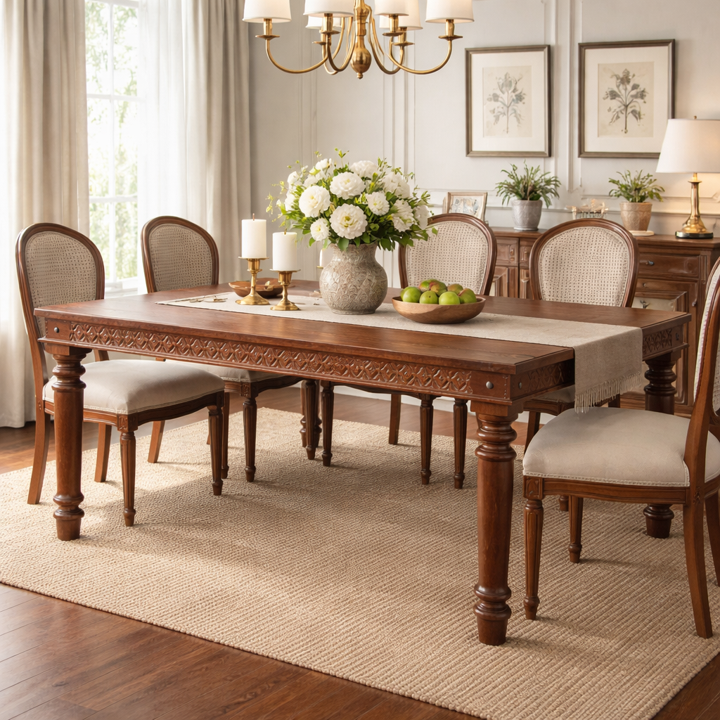 Suraj Hand Carved Wooden Dining Table