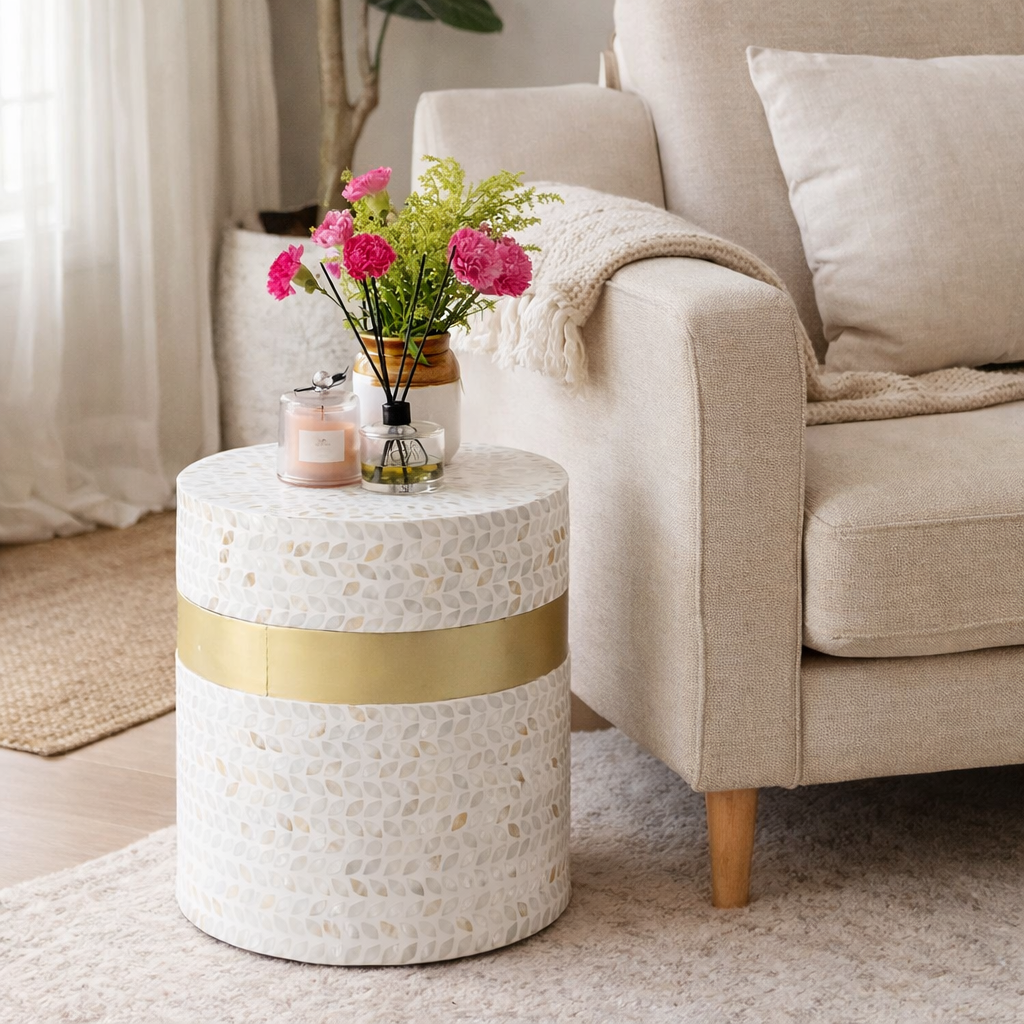 Jimmy Mother of Pearl Inlay Stool