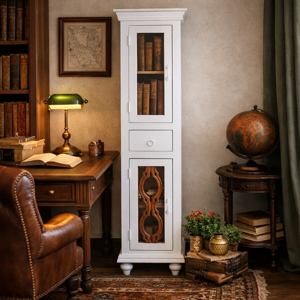 Violet Hand Carved Wooden Bookshelves