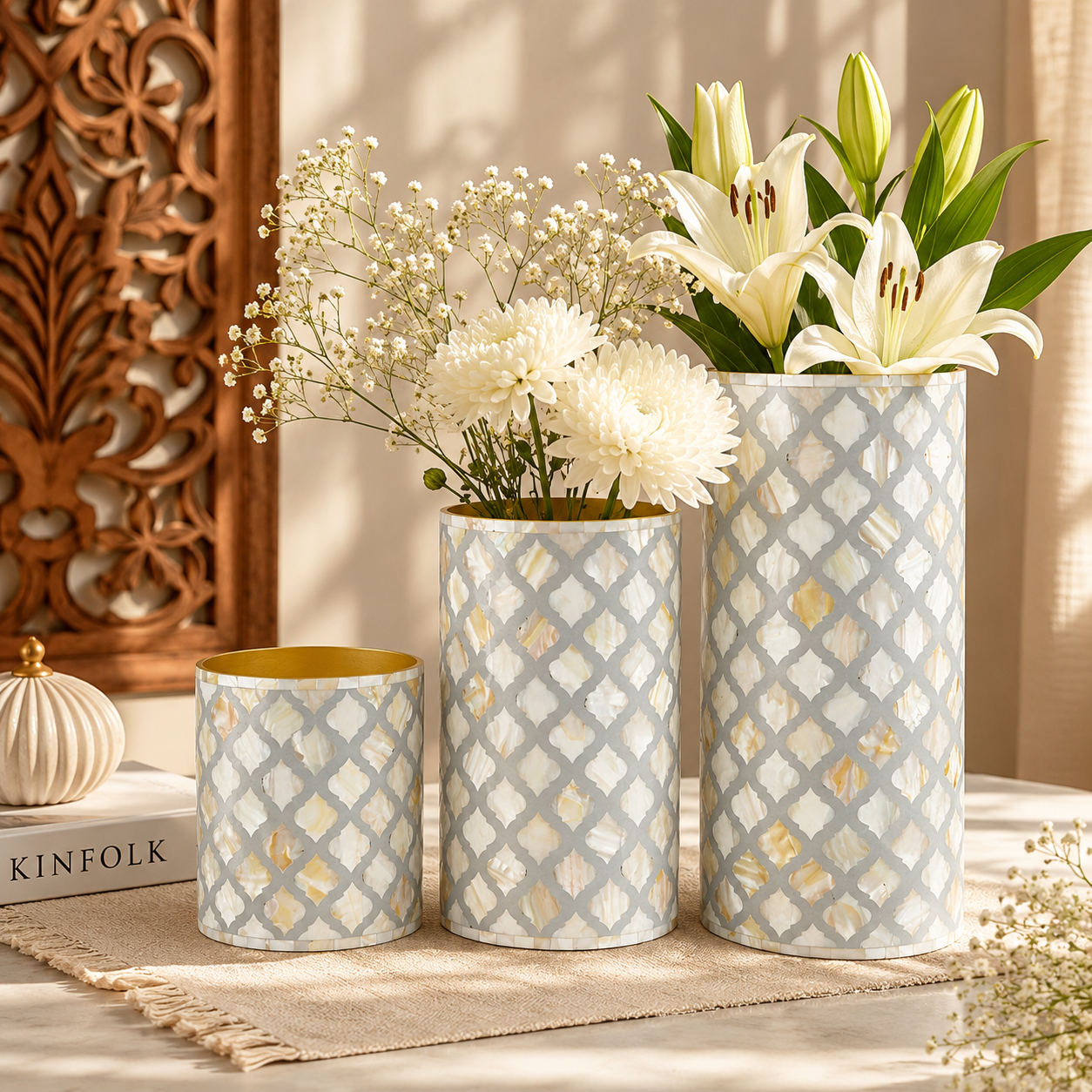 Alira Mother Of Pearl Inlay Vase