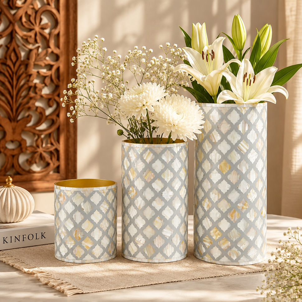 Alira Mother Of Pearl Inlay Vase