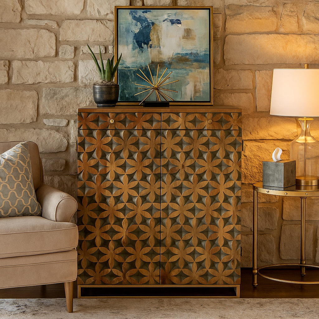 Evan Carved Wooden Chest