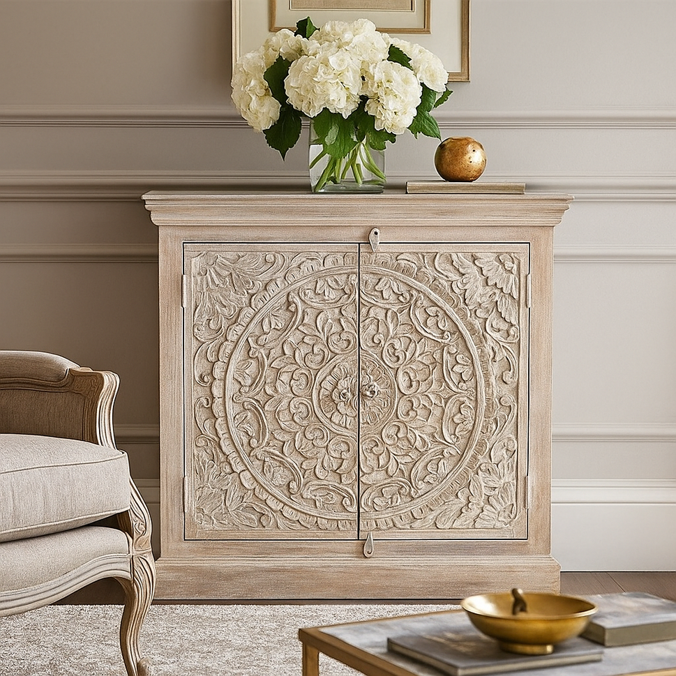 Rowan Wooden Carved Chest