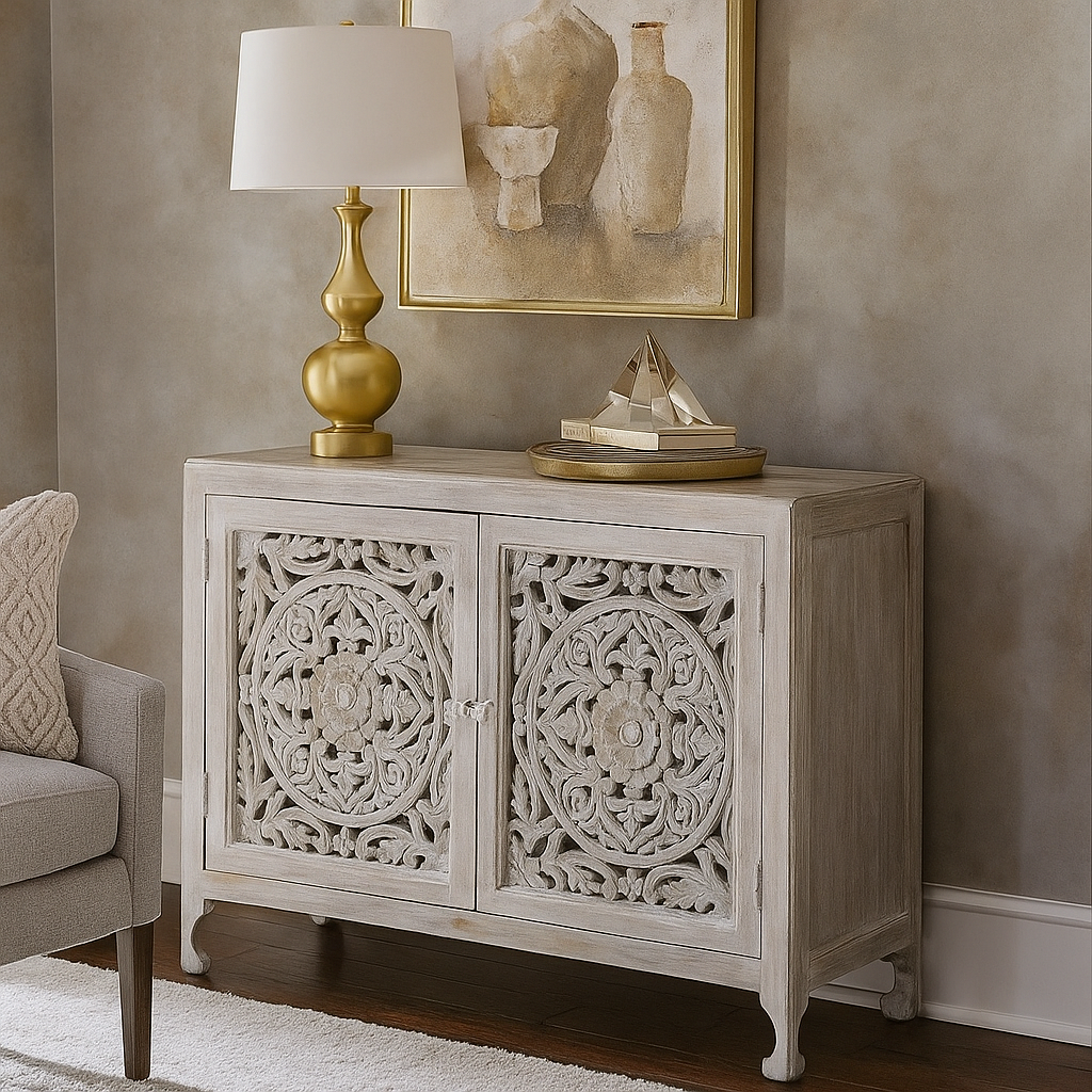 Jim Carved Wooden Cabinet