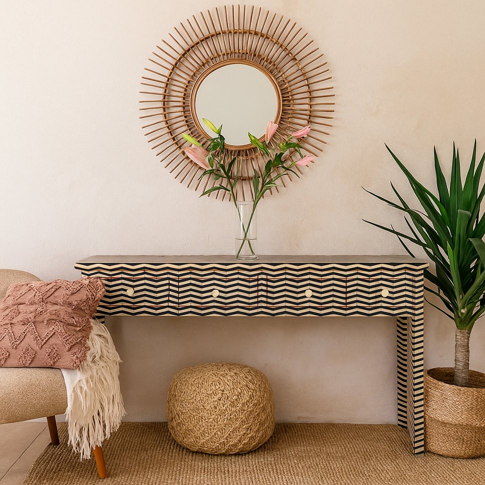 Simmy Bone Inlay Console Table