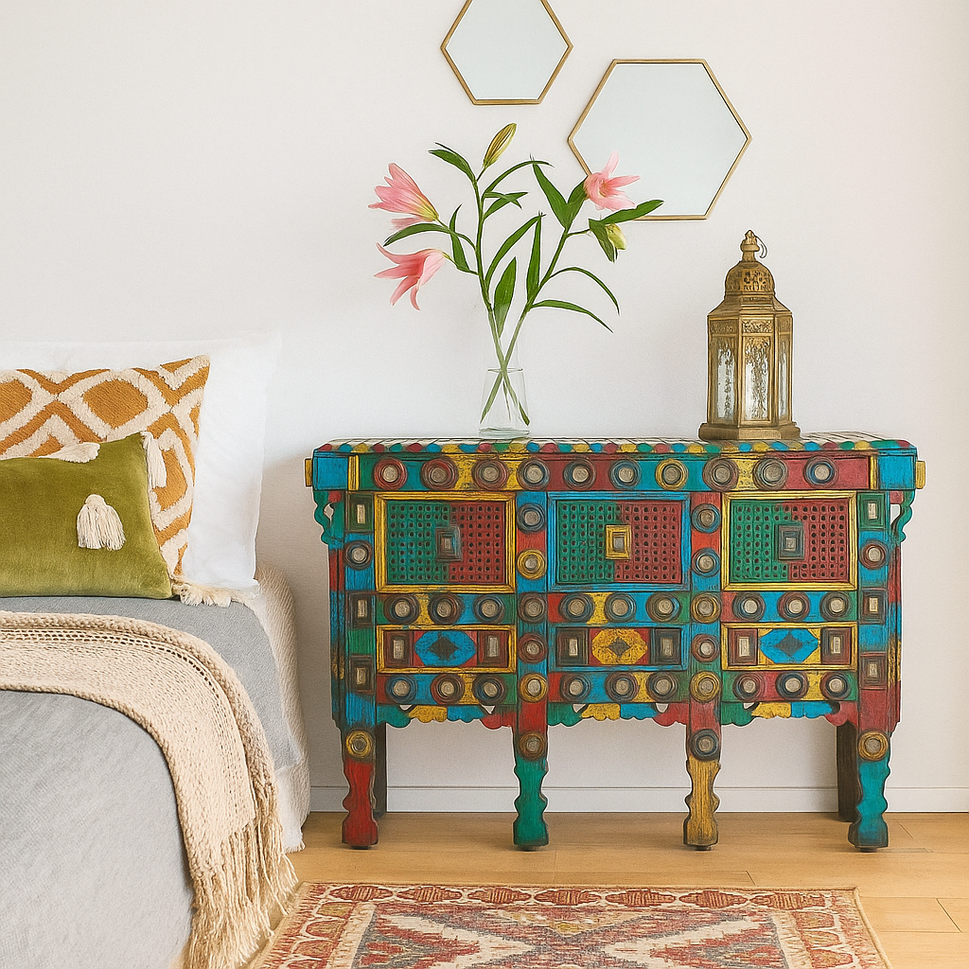 Billy Damchiya Hand Painted Console Table