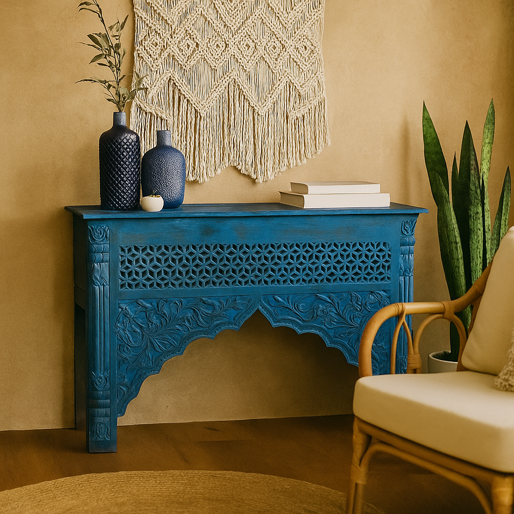 Royal Hand Carved Wooden Console Table