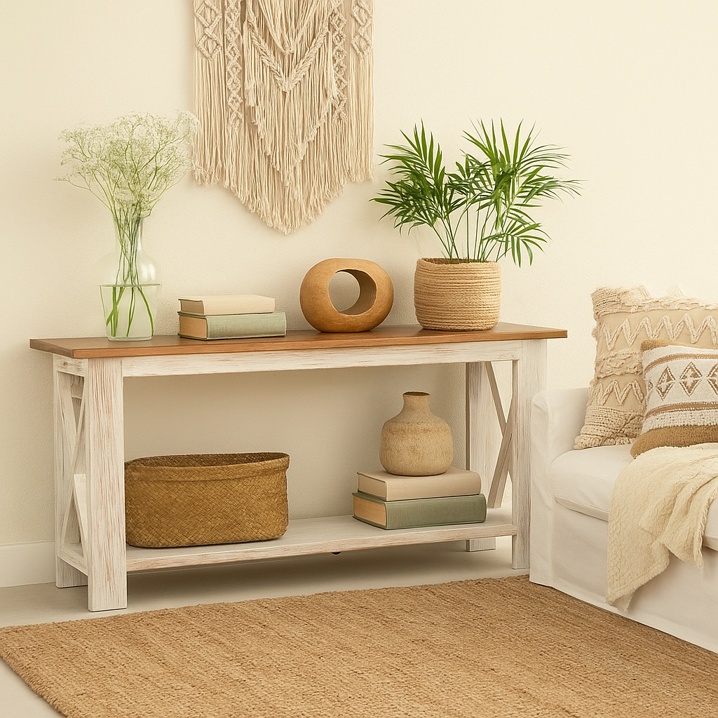 Lisa Hand Carved Wooden Console Table