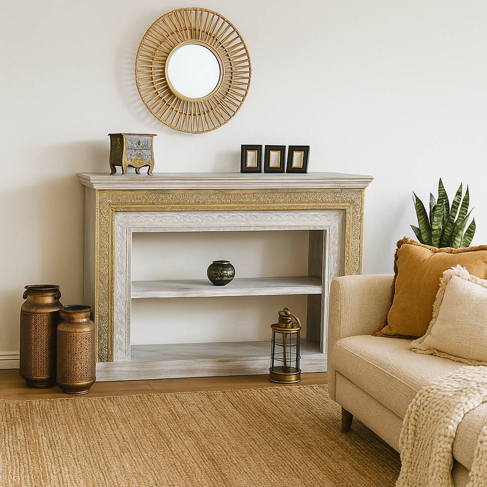 Ciara Hand Carved Wooden Console Table