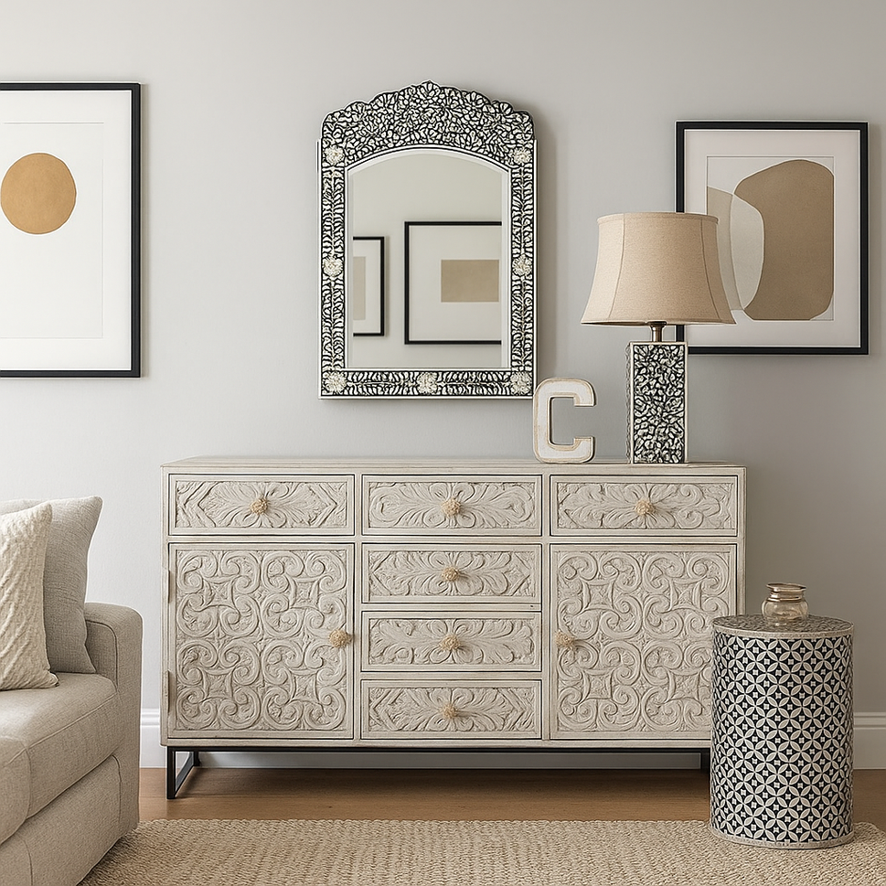 Janet Hand Carved Side Board