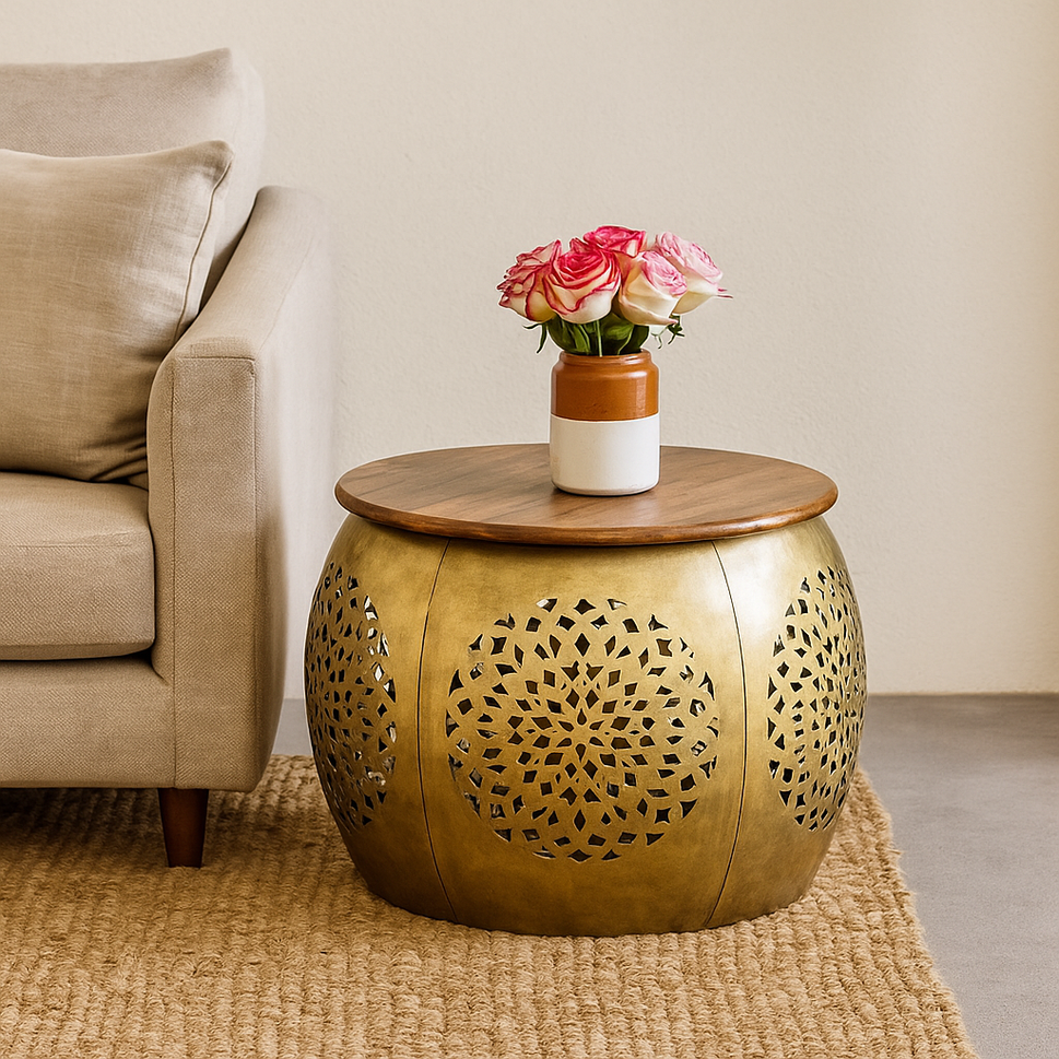 Lyra Brass Finish Coffee Table