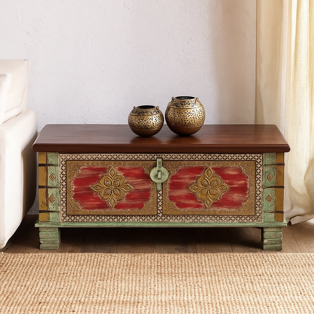Kate  Vintage Style Brass Fitted Wooden Trunk