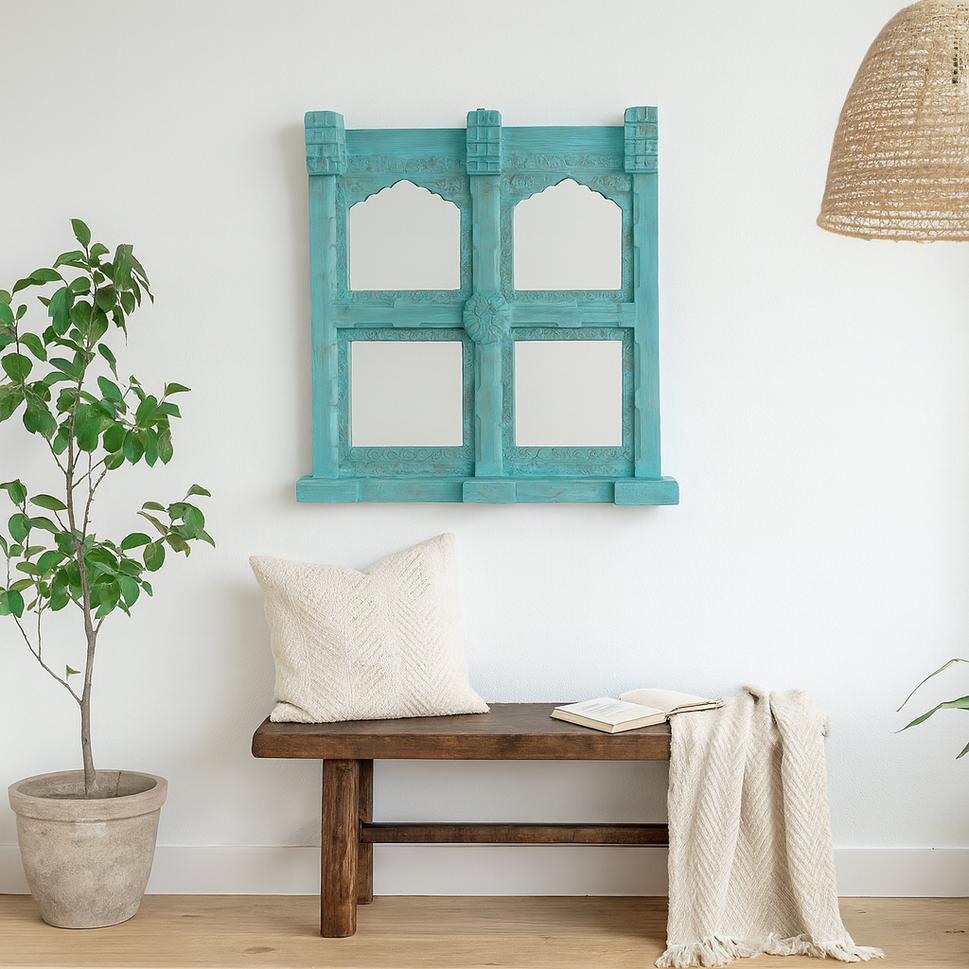 Mehrab Hand Carved Wooden Mirror