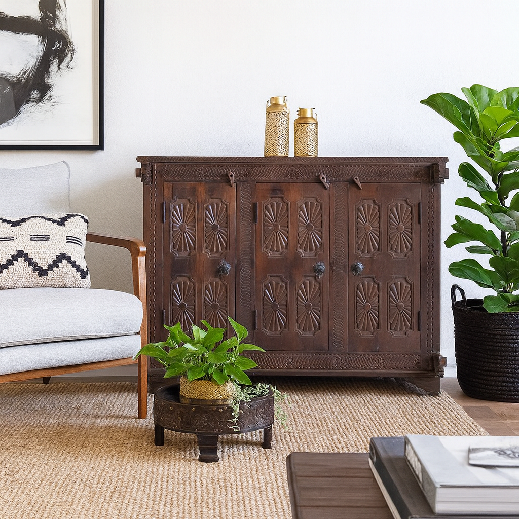 Naina Hand Carved Wooden Sideboard