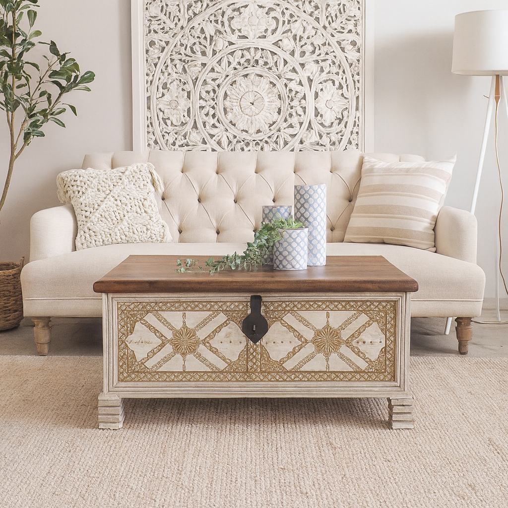 Aarvi Carved Storage Trunk