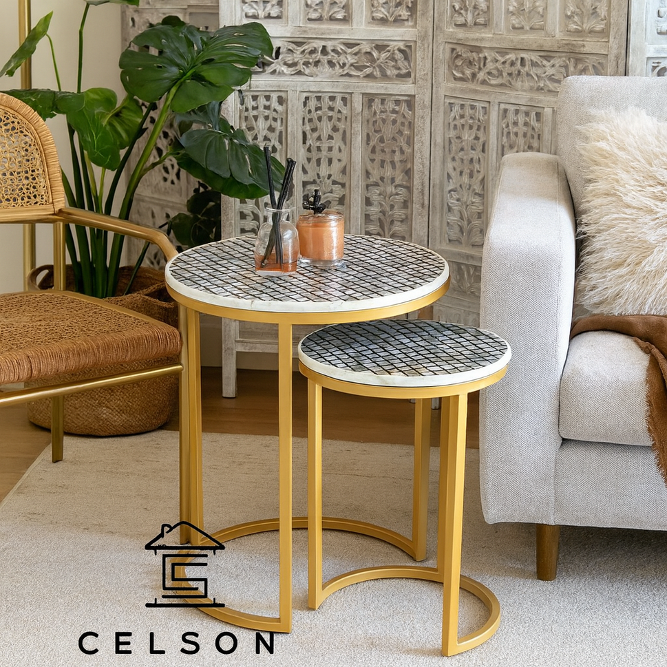 Jaya Mother of Pearl Inlay Nesting Table Set