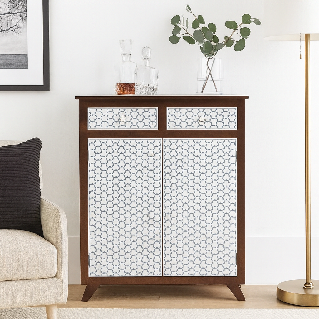 Krysten Bone Inlay Bar Cabinet