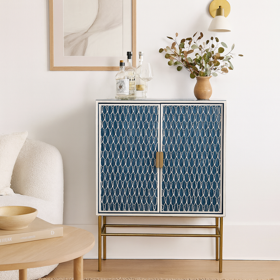 Max Bone Inlay Bar Cabinet