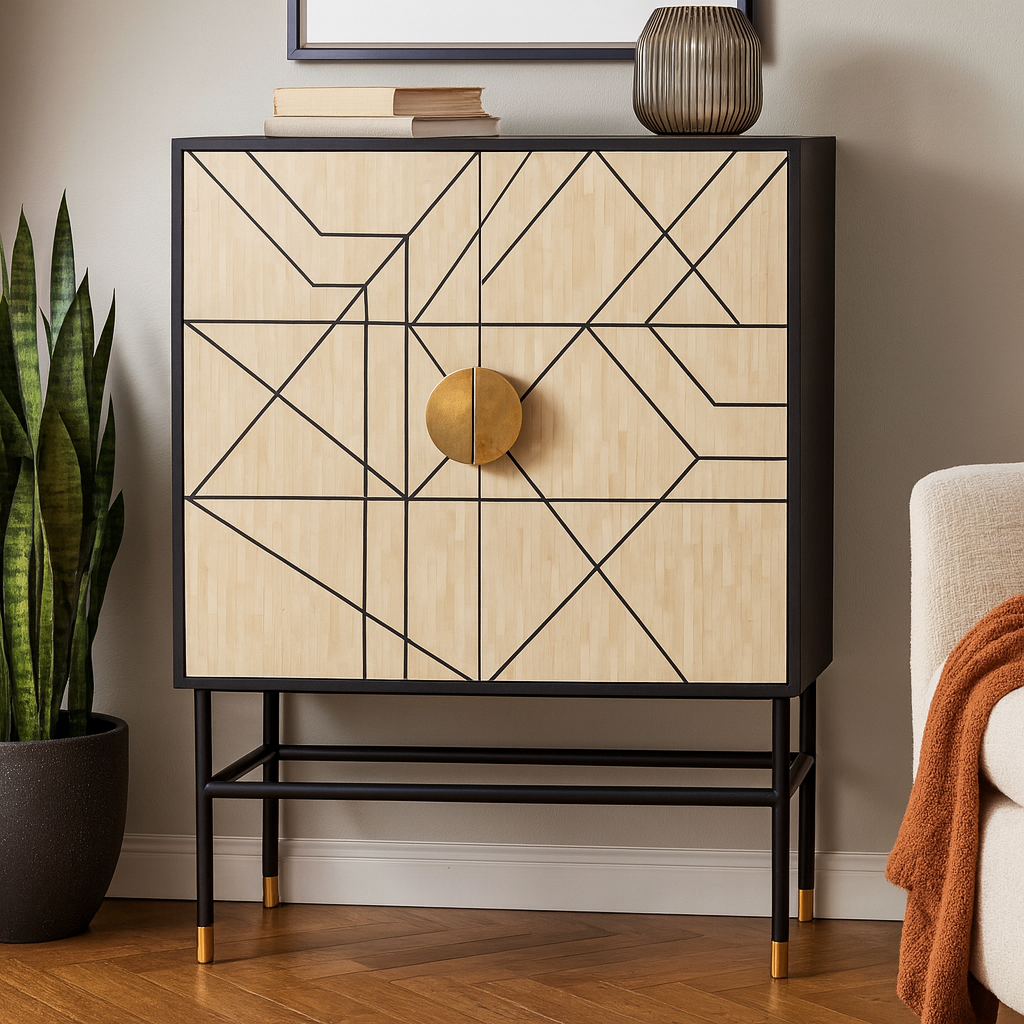 Kiara Bone Inlay Bar Cabinet