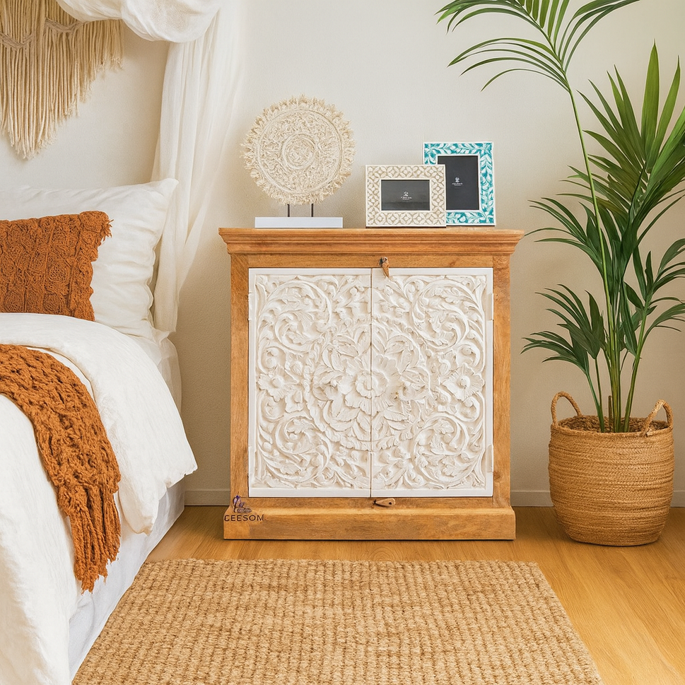 Dakota Carved Wooden Cabinet