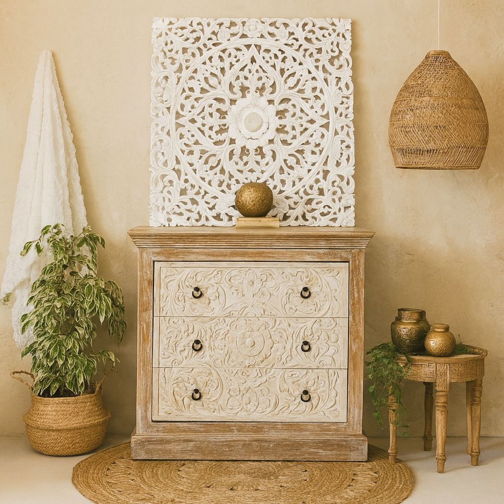 Rashita Wooden Carved Chest of drawer