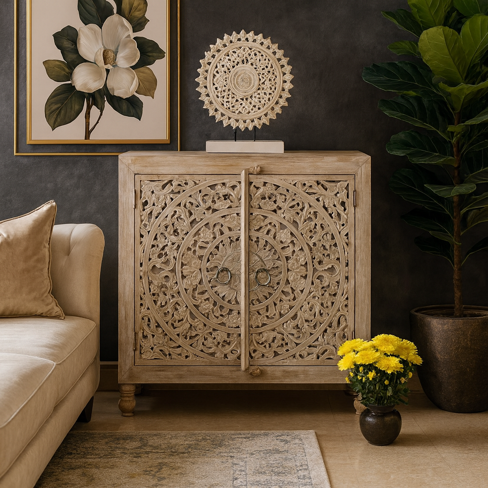 Rorry Carved Wooden Chest