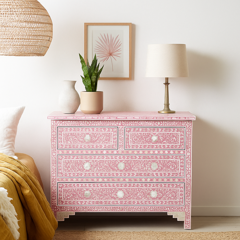 Biel Bone Inlay Chest of Drawer