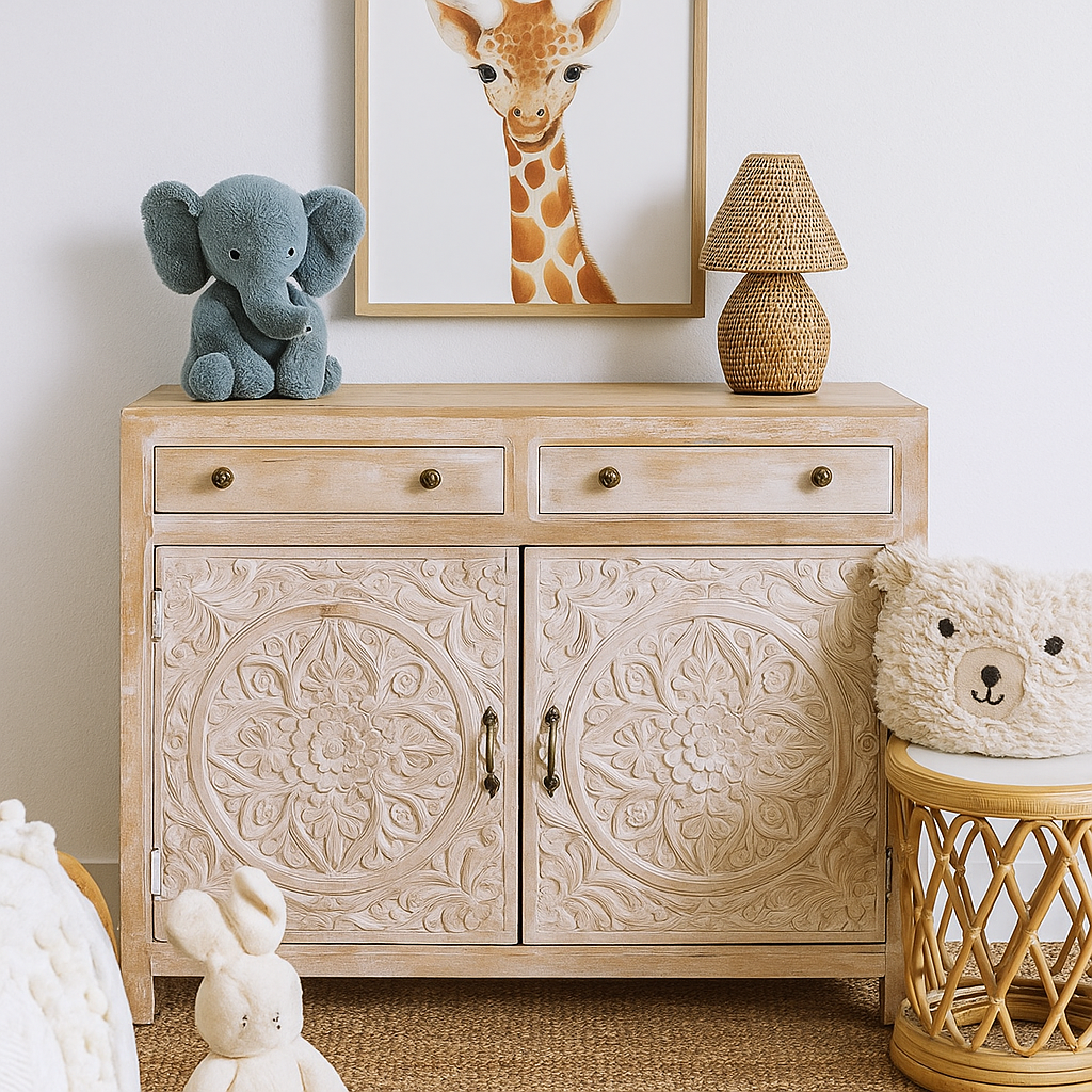 Jason Carved Wooden Cabinet