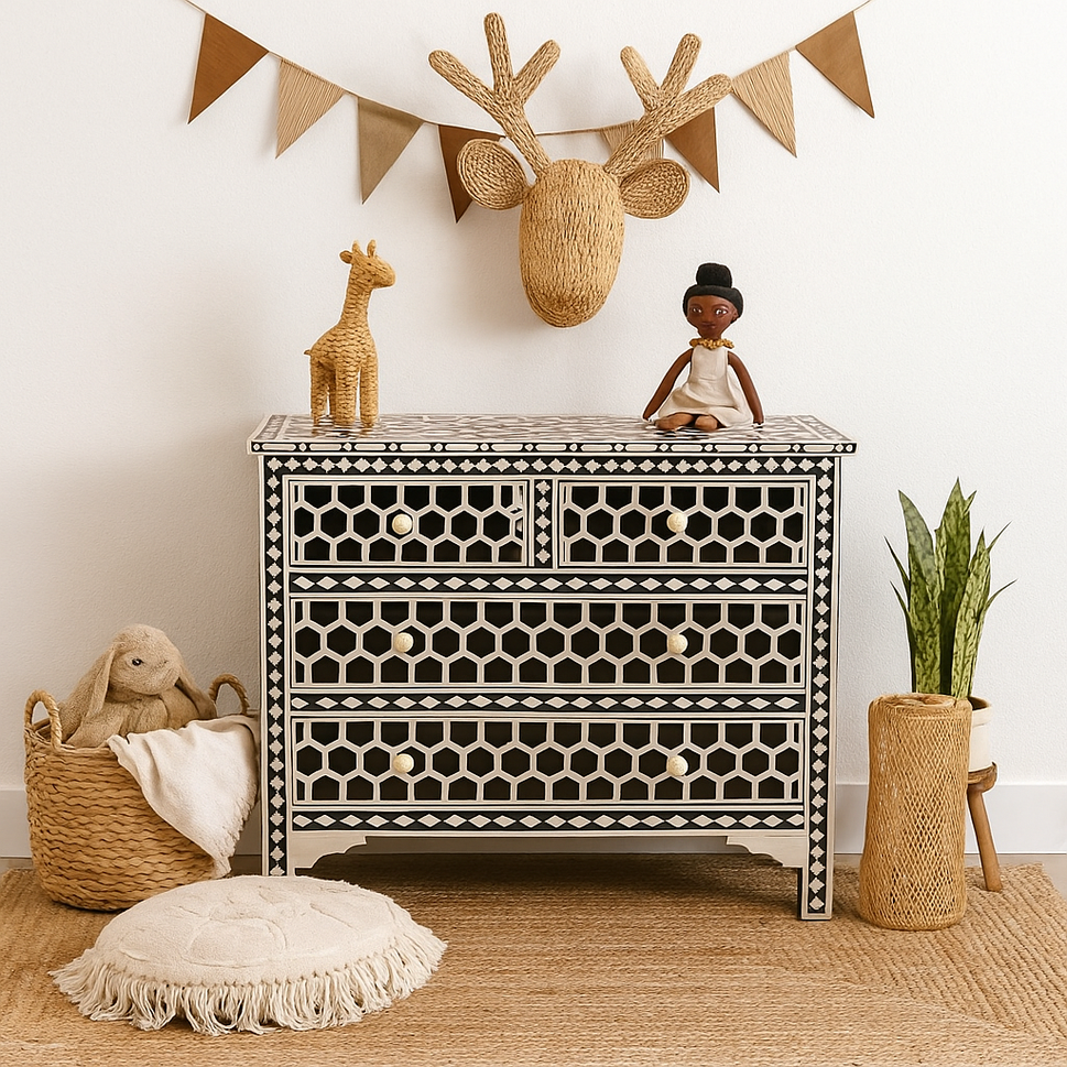 Kat Bone Inlay chest of Drawer