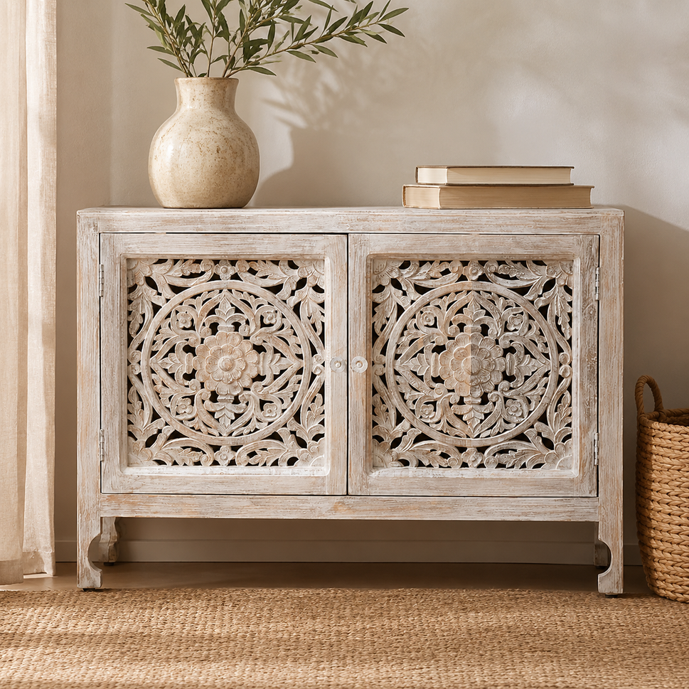 Jim Carved Wooden Cabinet