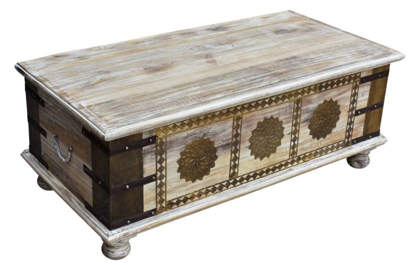 Kemi Carved Wooden Storage Trunk