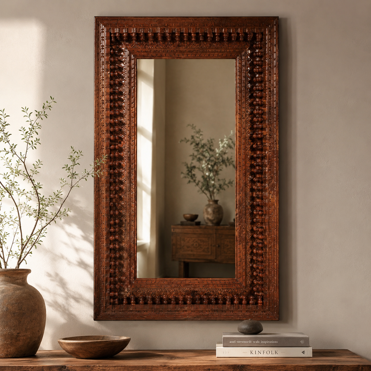 Samuel Carved Wooden Mirror