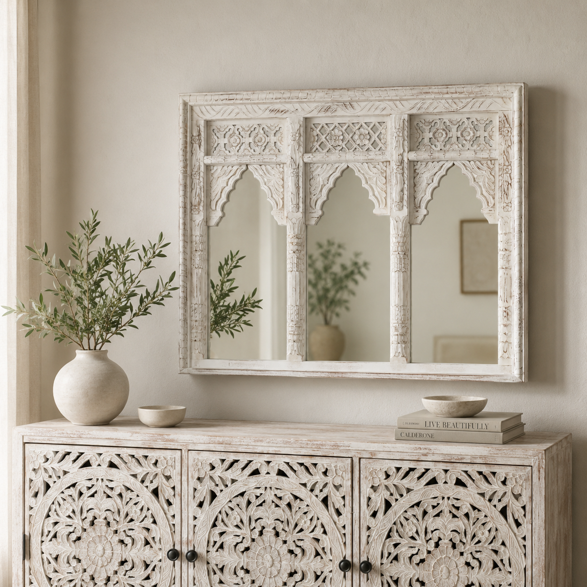 Joyce Carved Wooden  Mirror