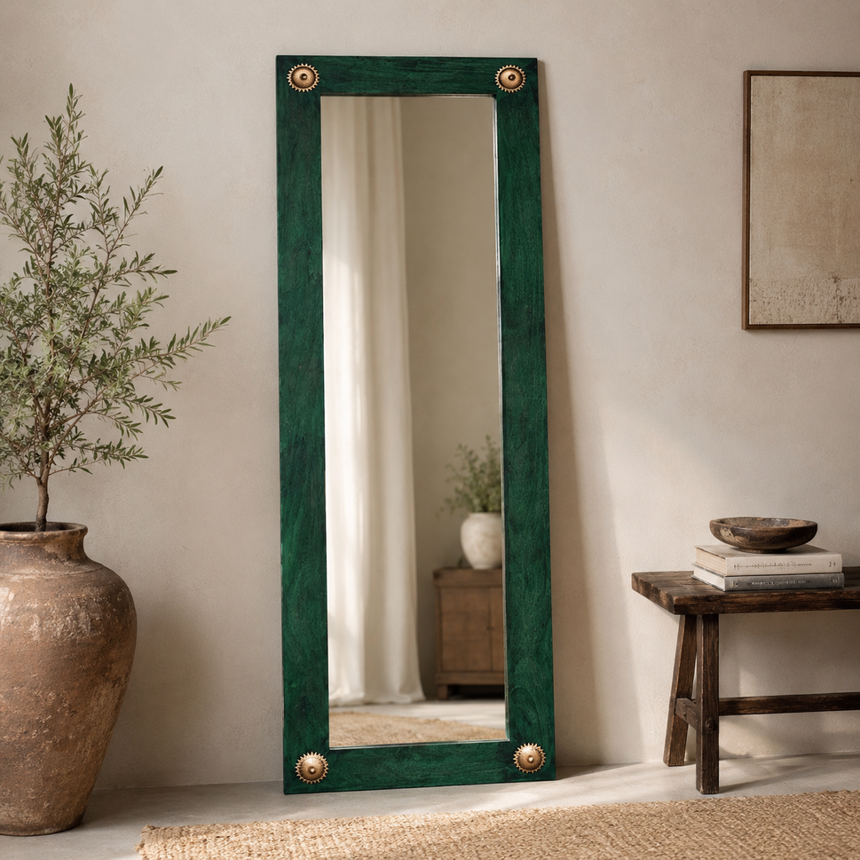 Rina Hand Carved Wooden Mirror