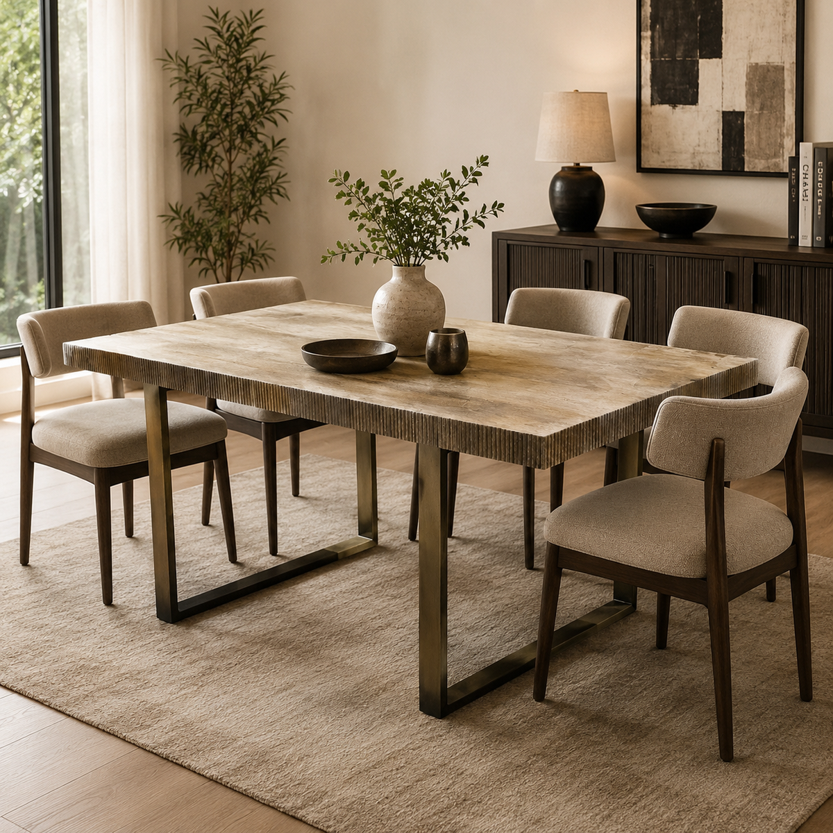 Carloe Hand Carved Wooden Dinning Table